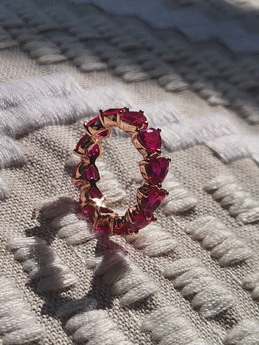 Womens Lab Created Ruby Rose Gold Heart Ring Size 6